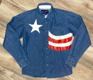 Vintage Wrangler Hemd Gr. XL (14-16) Denim Knopf American Western Cowboy - Bild 1 von 5
