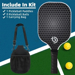 Pickleball Paddel Set Fiberglas Pickle Ball Paddel mit 2 Pickleballbällen & Tasche - Bild 1 von 15