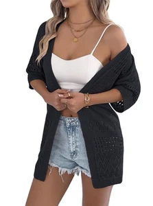 Summer Crochet Cardigan for Women Short Sleeve Boho Oversized Open Front7562 - Picture 1 of 25