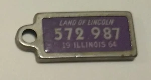 Mini Llavero Vintage 1964 Illinois Placa Tierra de Lincoln DAV Emitido - Imagen 1 de 6