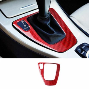 For 2005-2011 2012 BMW 3-Series Red Carbon Fiber Console Gear Shift Cover Trim - Picture 1 of 6