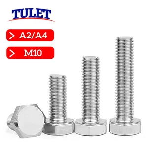 M10 Sechskantschrauben Edelstahl DIN 933 A2 A4 Maschinen Gewinde Voll 4017 M10x - Bild 1 von 4