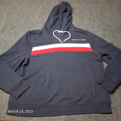 Tommy Hilfiger Sudadera con Capucha Mujer Talla XL Azul Marino Rayas Pullover Sudadera Foto 1 de 4