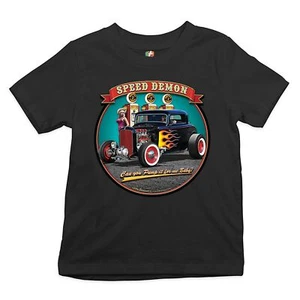 1932 Deuce Speed Demon Youth T-shirt Hot Rod Muscle Car Drag Racing Kids - Picture 1 of 29