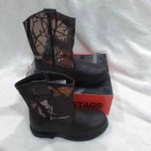 Size 5 Youth Deer Stags Tour Camouflage HTEC Mid Calf Cowboy Waterproof Boots - Picture 1 of 7