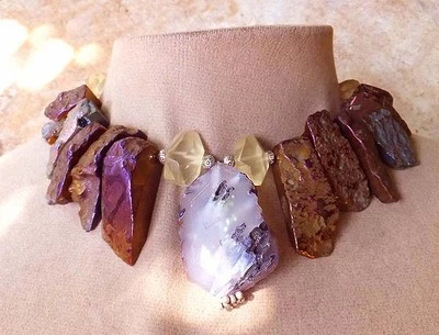 Collar Aimee Fuller Púrpura Prisma Titanio Ágata Topacio Limón Facetado Lavanda Foto 1 de 4
