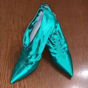 Zara Woman green satin heels - Picture 1 of 8
