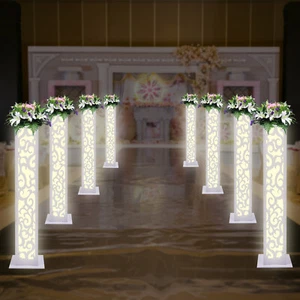 8 Piezas Columnas Florales LED Blanco Elegante Boda Columna Pilar Decoración - Imagen 1 de 6