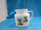1950's Gay Fad Frosted Pitcher Hand Painted Pineapples Star Bottom Kitschy