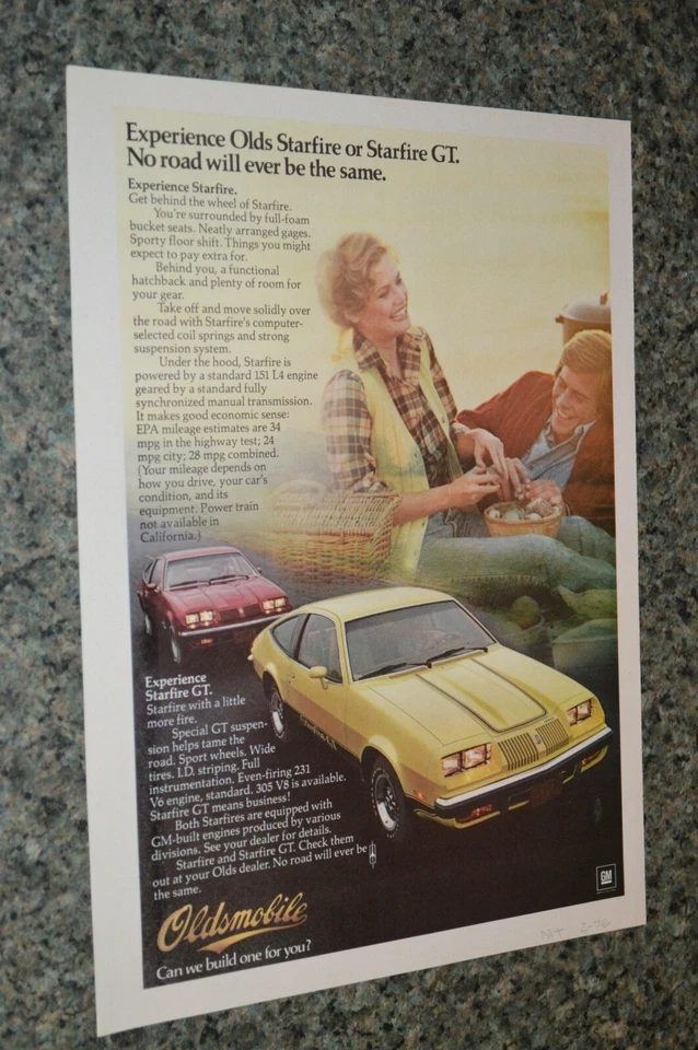 1978 OLDSMOBILE STARFIRE GT ORIGINAL ADVERTISEMENT PRINT AD 78 - Image 1 of 1