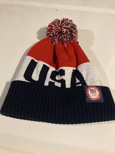 NIKE Winter Olympics Team USA Performance Cuffed Knit Beanie Hat Pom NWT - Picture 1 of 4