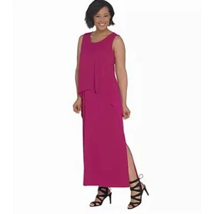 MAXI VESTIDO Susan Graver 1X Petite TANK Tejido Líquido Rosa Magenta 18WP 20WP 1XP - Imagen 1 de 11