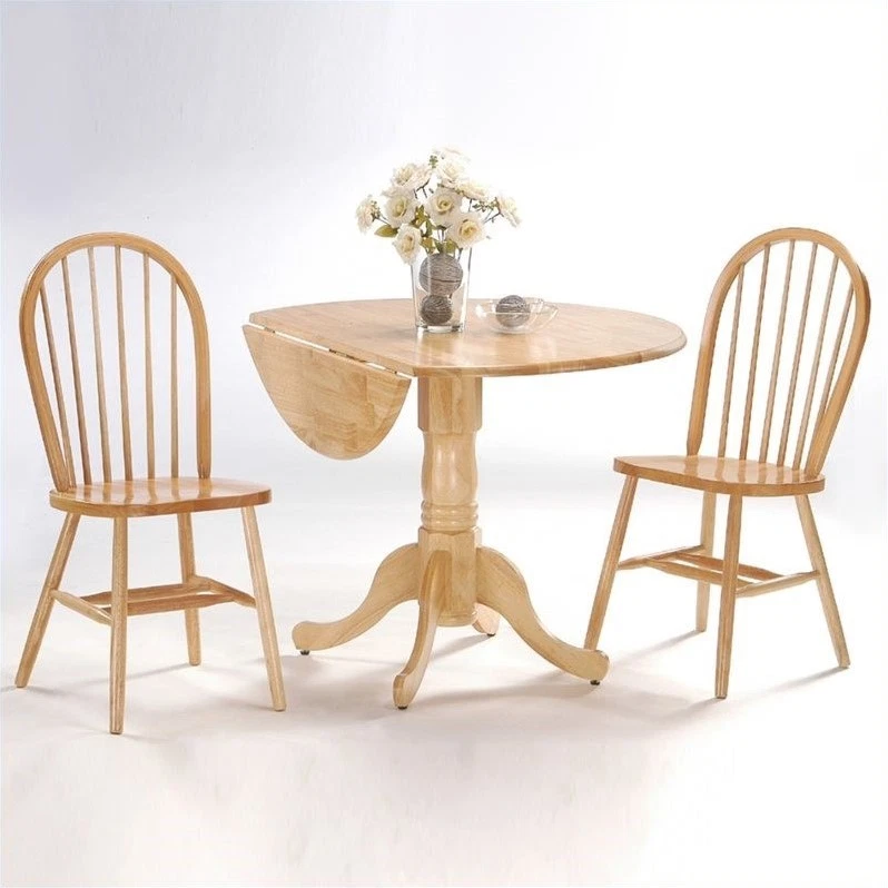International Concepts 42" Drop Leaf Table with 2 Chairs - Natural 3-Piece Sets