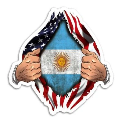 Gift Sticker : Argentina Flag USA American Chest Argentine Expat Country