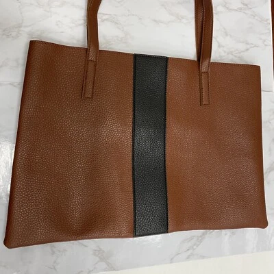 VINCE CAMUTO - Luck Tote Bag Vegan Faux Leather Red Desert - 17.5" Purse - New - Image 1 of 4