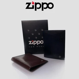 ZIPPO Bifold Real Leather Wallet Business Credit Card For Men L51098 (Black) - Picture 1 of 7