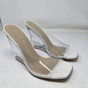 Stuart Weitzman Womens Size 10 EU 40.5 Tina 100 Lucite White Clear Wedge Sandals - Picture 1 of 10