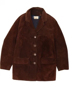 VINTAGE Womens Leather Windbreaker Coat IT 44 Medium Brown Leather DH51 - Picture 1 of 3