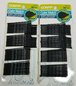 Conair Color Match 90 Black Bobby Pins #55351Z Lot of 2 - Picture 1 of 2