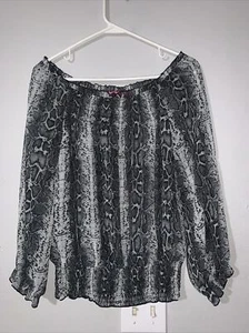 Glo Women Gray Long Sleeve Blouse M - Picture 1 of 8