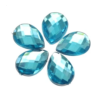 200 pedras preciosas de strass acrílico azul água TearDrop 10X14mm sem furo - Imagem 1 de 4