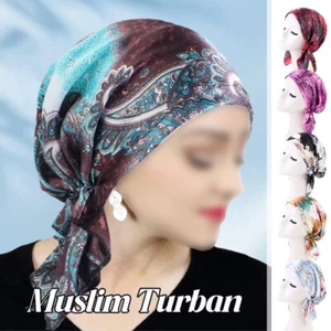 Frauen Satin Turban Muslim Stirnband Weich Flexib Haar Schal Piraten Mütze Kopftuch - Bild 1 von 17