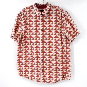 prAna Shirt Men's L Graden Organic Cotton Short Sleeve Button Up harvest Orange - Picture 1 of 12