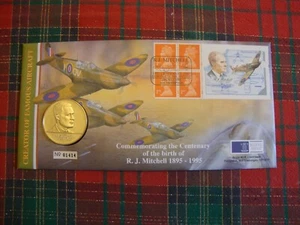 Gedenkbrief R J Mitchell mit 4 x Endmarken 1. Klasse mit Medaille - Bild 1 von 1