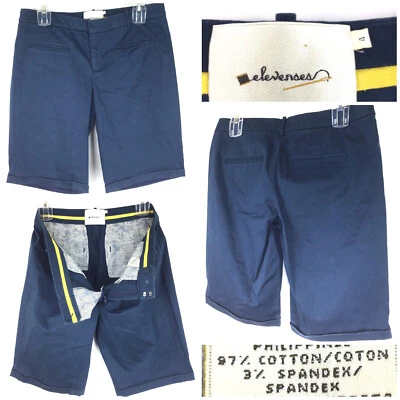 Elevenses Womens Size 4 (31 in Waist) Dark Navy Blue Stretch Chino Shorts - Image 1 of 4