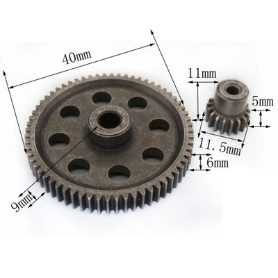 HSP RC 1/10 Steel Metal Main Spur Gear 64T Motor Pinion Gear 17T Redcat EPX PRO  - Image 1 of 3