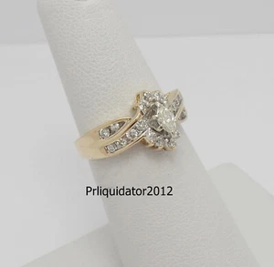 1/2CT Natural Marquise Diamond Halo Engagement Wedding Ring 14K Yellow Gold - Picture 1 of 13