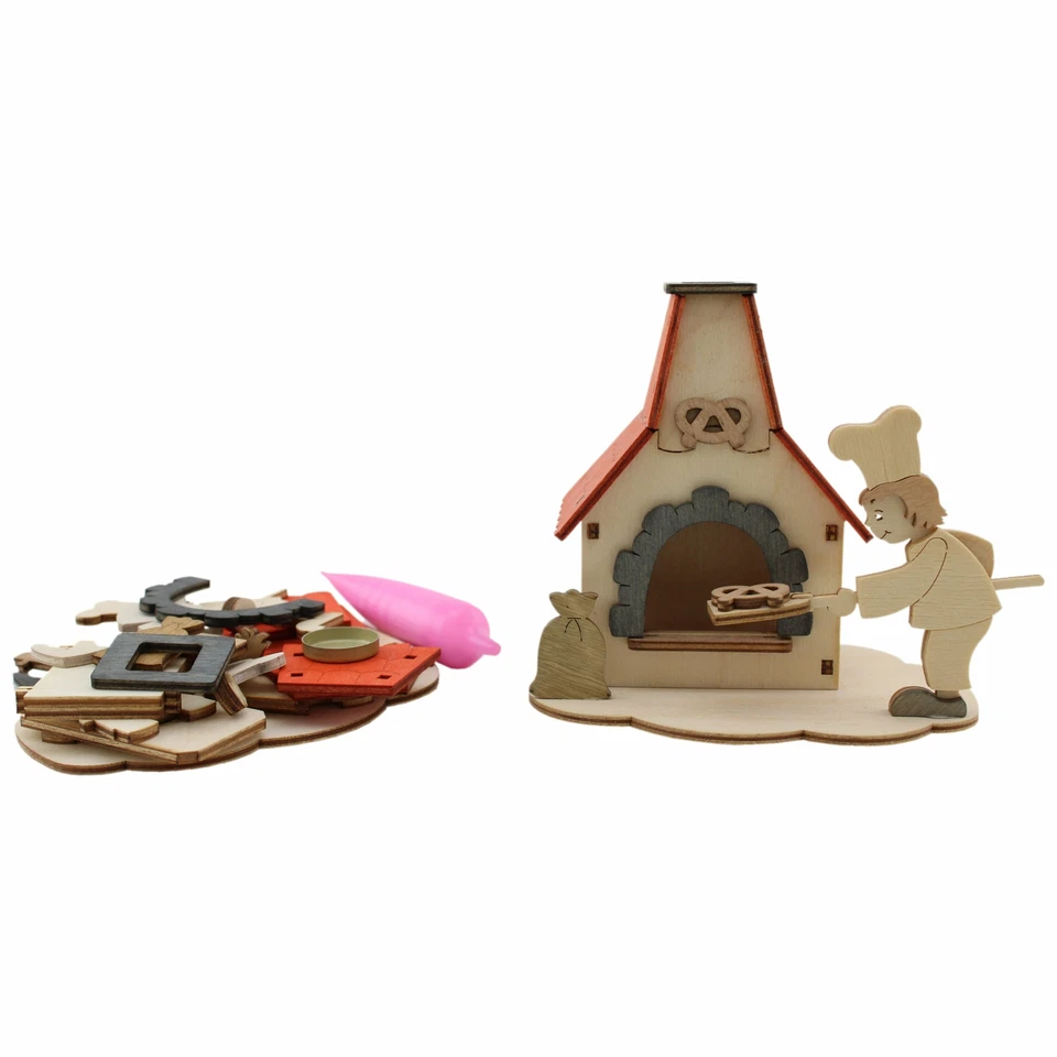 HOBAKU - DRECHSLEREI KUHNERT GMBH Bastelset Kuhnert Hobaku Räucherkerzen Backofen aus Holz für Kinder Kreativset