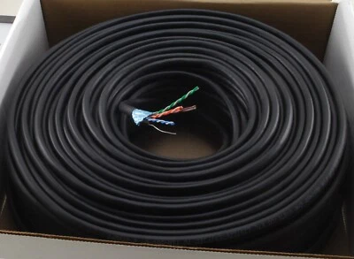 250ft CablesOnline CAT5e Shielded RJ45 STP Solid Black Ethernet Bulk Cable Spool - Image 1 of 3