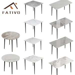 Rectangular/ Round Marble Dining Table 4-6 Seaters Metal Legs Kitchen Furniture - Picture 1 of 32