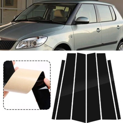 For Skoda Fabia 5J 2007 2008 2009 2010 6pcs Glossy Black Pillar Post Window Trim - image 1 of 4