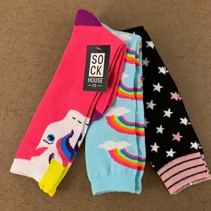 Sock House Co Girls Shoe Size 9-3 Colorful Graphic Print Knee High Socks NWT - Picture 1 of 3