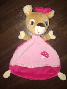 Pusblu DM Schmusetuch Schnuffeltuch Kuscheltuch Rehkitz Pilz Pink Rosa Weiß Arme - Picture 1 of 2