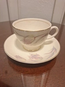 Vintage Eggshell Nautilus China Tea Cup and Saucer Homer Laughlin USA L44N5 - Picture 1 of 12