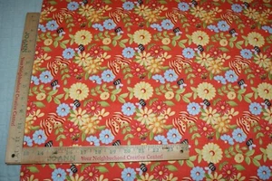 Butterfly Bee Gnome is Where Your Garden Grows Henry Glass Fabric 1.5 Yds Cotton - Picture 1 of 3