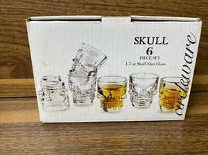 Juego de 6 vasos de cristal transparente con calavera - Imagen 1 de 5