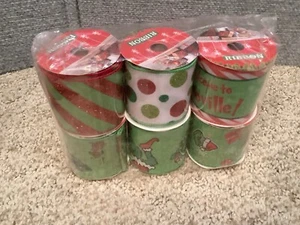 Nuovo 6 Rotoli - Nastro The Grinch, Nastro Verde e Rosso Natale - Foto 1 di 9