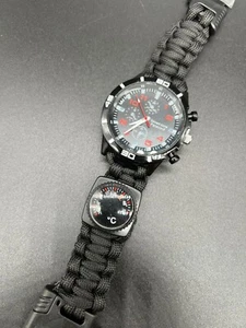 Survival Watch Waterproof Watch with Paracord Whistle Knife Compass - Picture 1 of 8