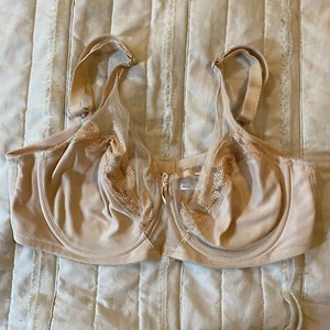 Wacoal Bra 38D Beige Feather Embroidery Unlined Underwire Full Coverage 85121 - Picture 1 of 12