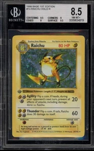 Pokemon Raichu Base Set Shadowless 1st Edition Holo Rare #14 BGS 8.5 - Picture 1 of 2