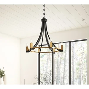 Industrial 6-Light Wagon Wheel Chandelier for Dining Room - Picture 1 of 5