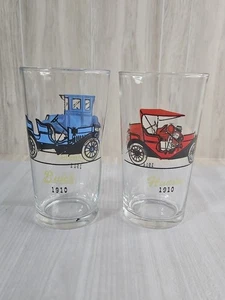 Vintage 1950s Hazel-Atlas Antique Car Drinking Tumbler Glasses Set Of 2 Barware - Picture 1 of 5