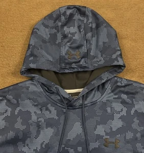 UNDER ARMOUR Mens Navy Camo Camouflage ColdGear Fleece Performance Hoodie XL - Picture 1 of 6