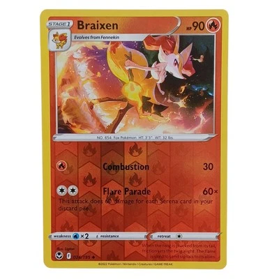 Reverse Holo Braixen 026/195 Uncommon Silver Tempest Pokemon TCG - Image 1 of 2