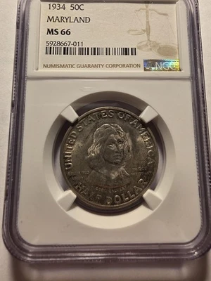 1934 Maryland Commemorative Half Dollar NGC MS 66 - Image 1 of 4