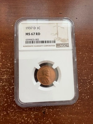 1937 D Lincoln Wheat Cent - NGC MS 67 RD - Image 1 of 2